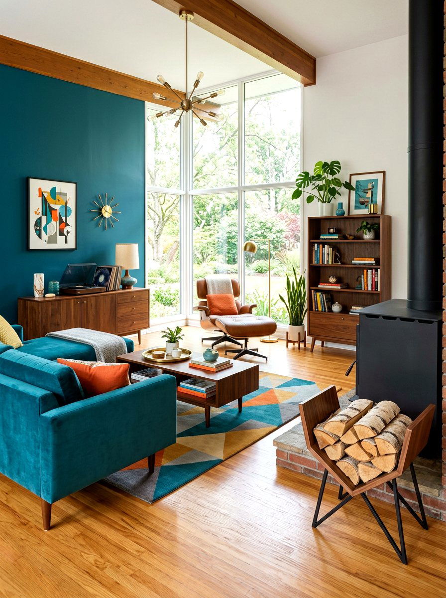 Mid Century Modern Log Stand - 30 fireplace wood basket ideas