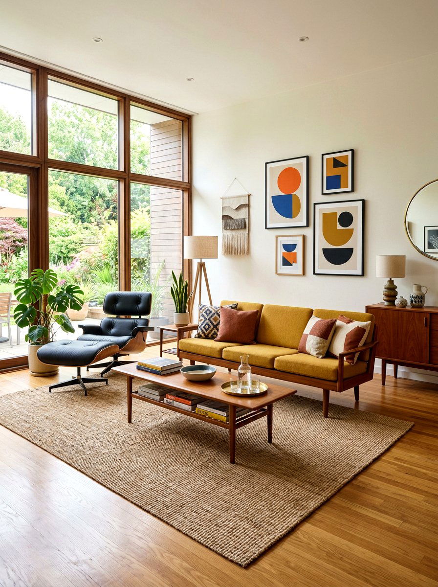 Mid Century Modern Lounge - 30 jute rug styling ideas