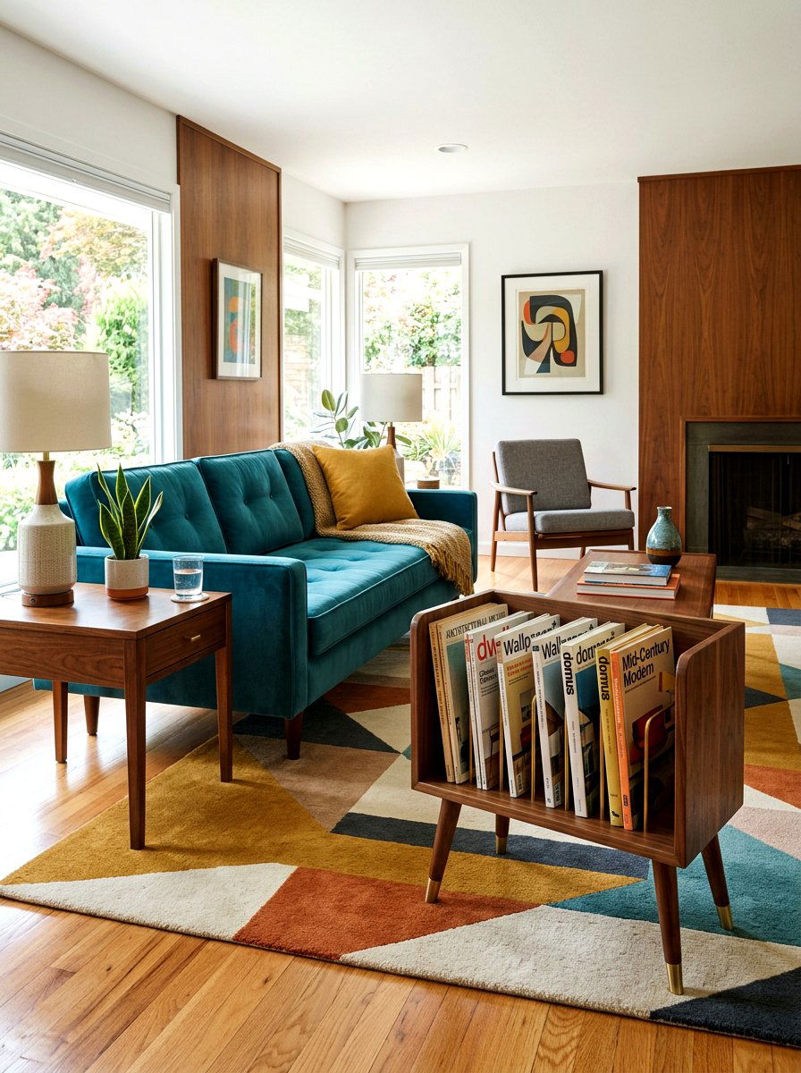 Mid Century Modern Magazine Stand - 30 magazine rack decor ideas