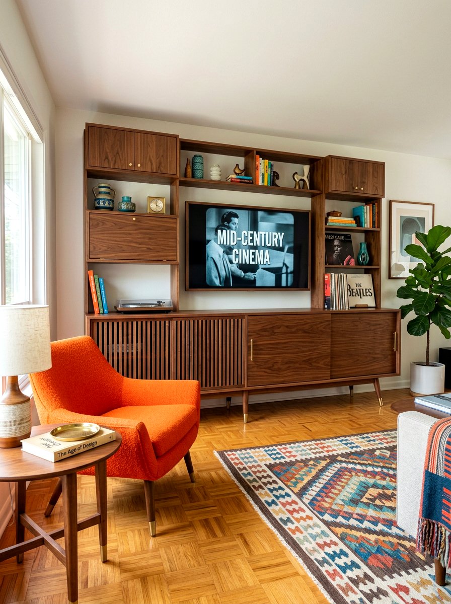 Mid Century Modern Media Wall - 30 built in media wall ideas