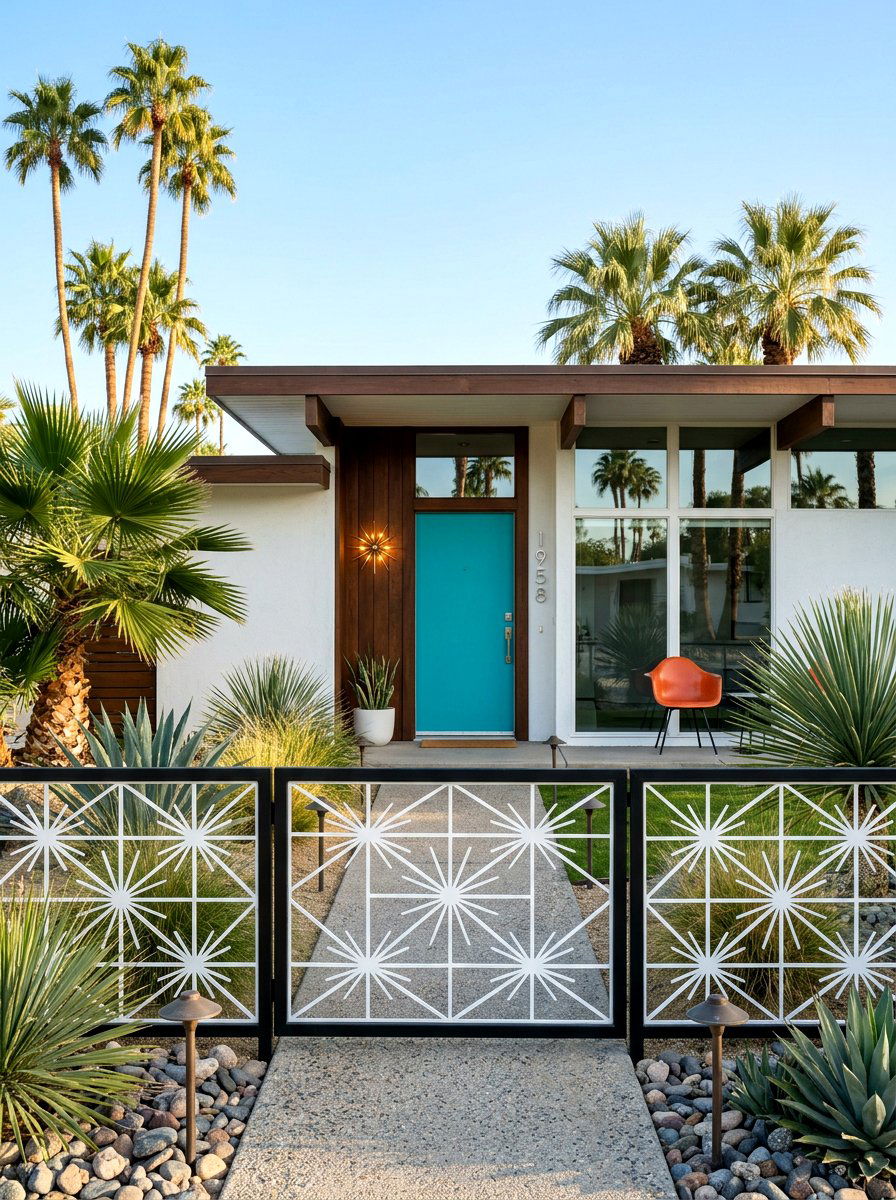 Mid Century Modern Metal Fence - 30 metal fence ideas
