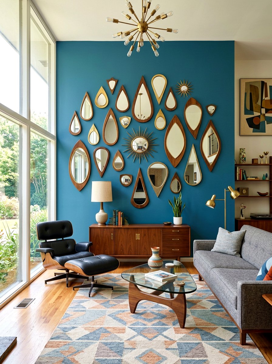 Mid Century Modern Mirror Arrangement - 30 statement mirror gallery ideas