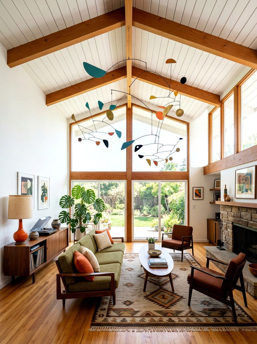 Mid Century Modern Mobile - 30 high ceiling decorating ideas