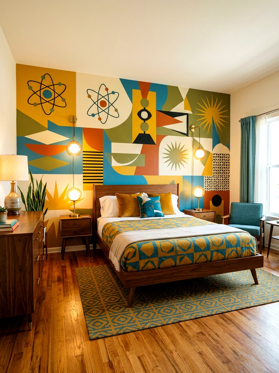 Mid Century Modern Mural - 30 mural wallpaper bedroom aesthetic ideas