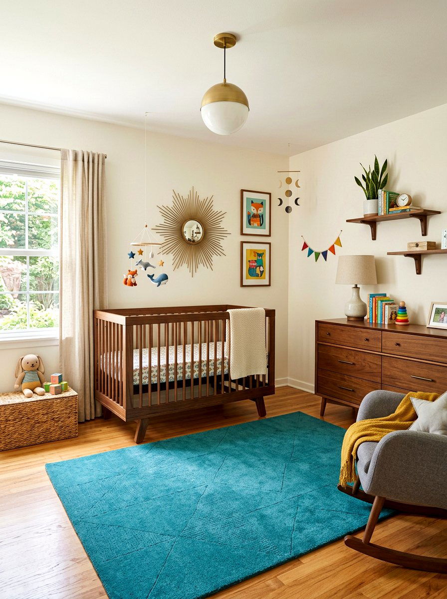 Mid Century Modern Nursery - 30 small nursery layout ideas