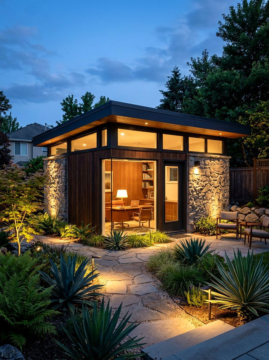 Mid Century Modern Office Shed - 30 office shed garden ideas