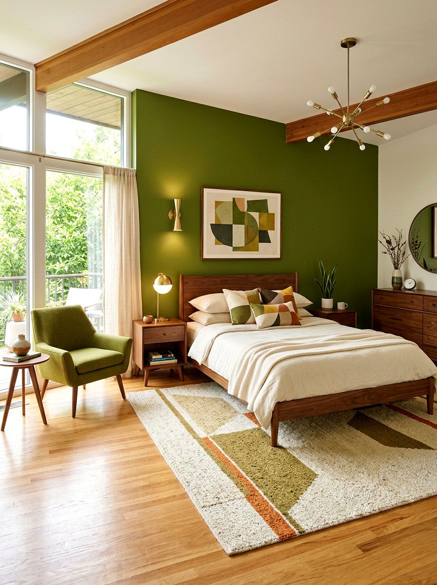 Mid Century Modern Olive Bedroom - 30 olive and cream bedroom ideas