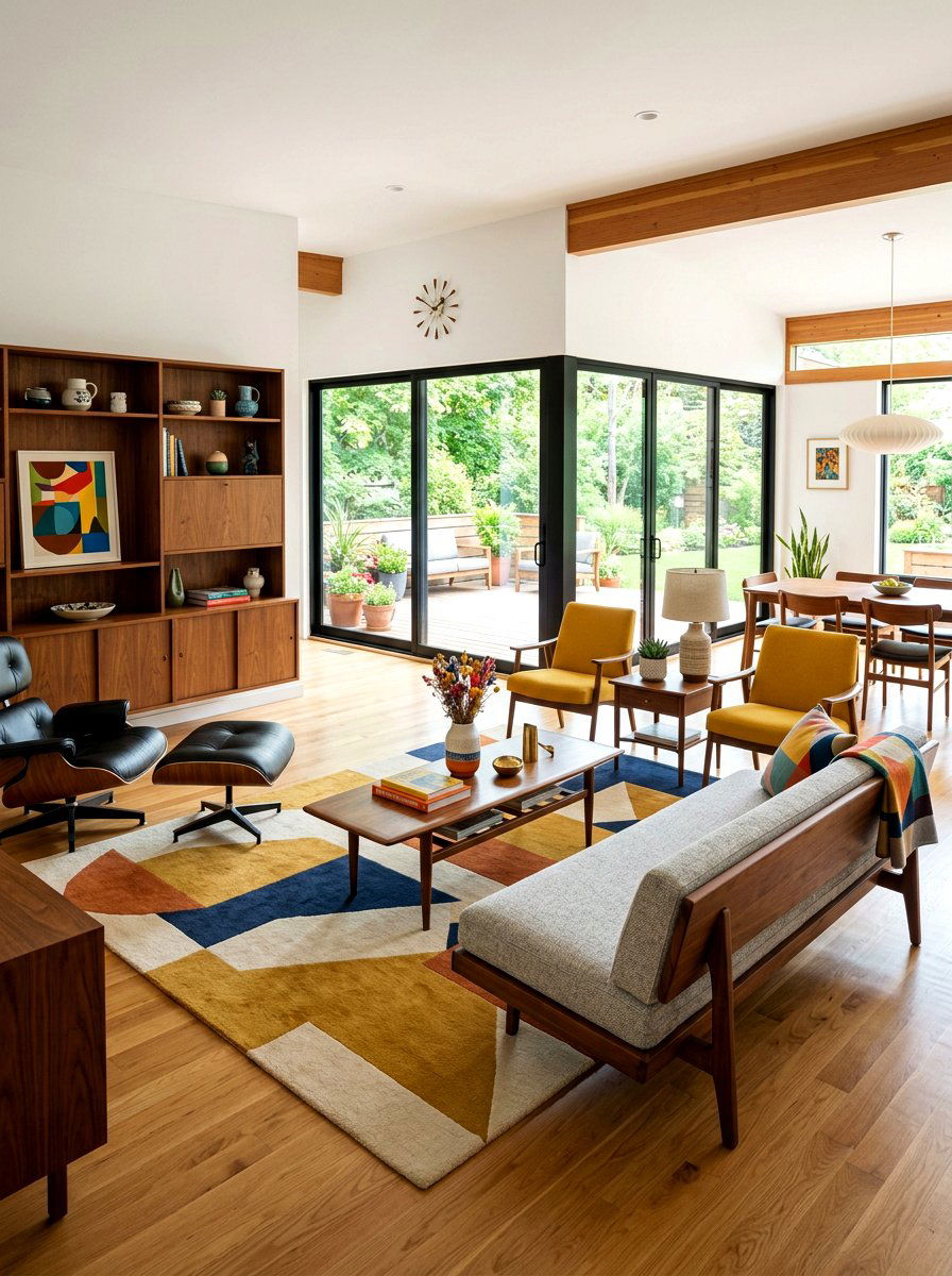 Mid Century Modern Open Living Room - 30 open concept living room ideas