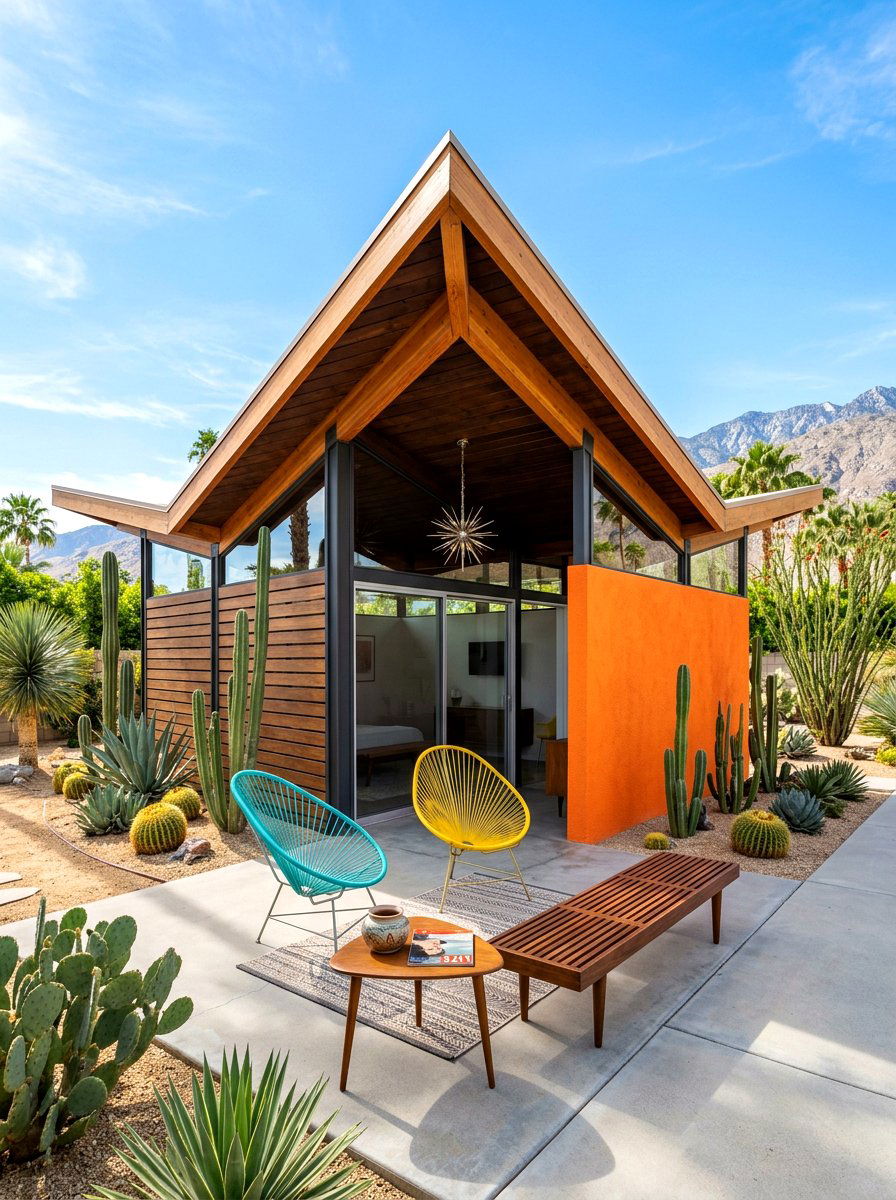 Mid Century Modern Outdoor Pavilion - 30 backyard cabana lounge ideas