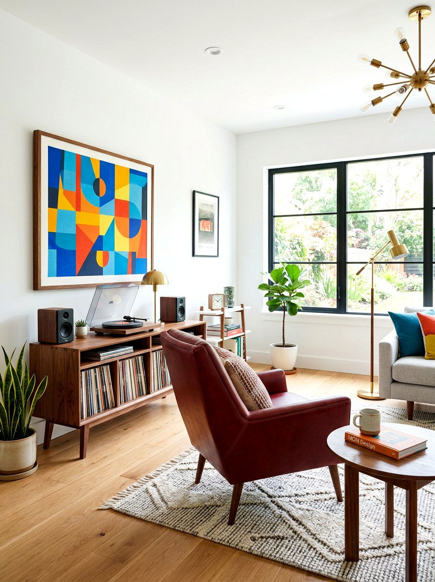 Mid Century Modern Oxblood Chair - 30 oxblood living room ideas