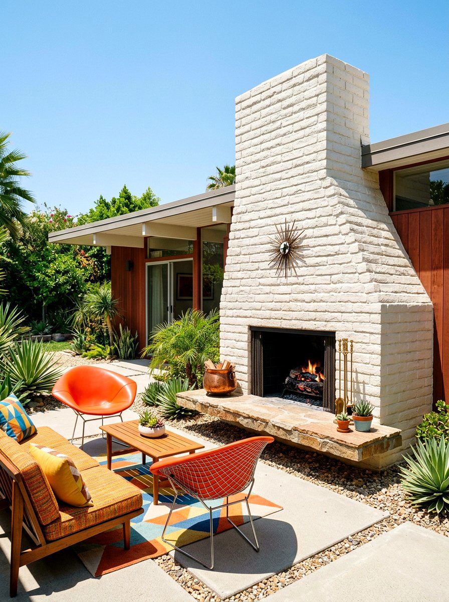 Mid Century Modern Patio Fireplace - 30 covered patio fireplace ideas