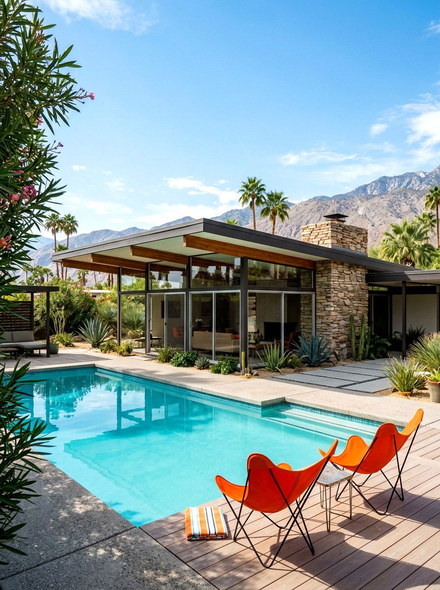 Mid Century Modern Pavilion - 30 pool house lounge backyard ideas
