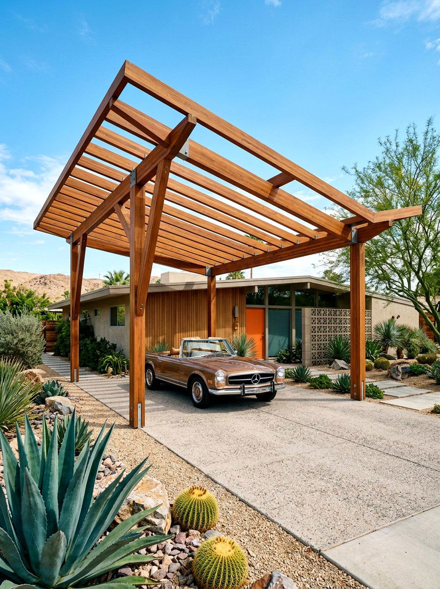 Mid Century Modern Pergola Carport - 30 pergola carport ideas