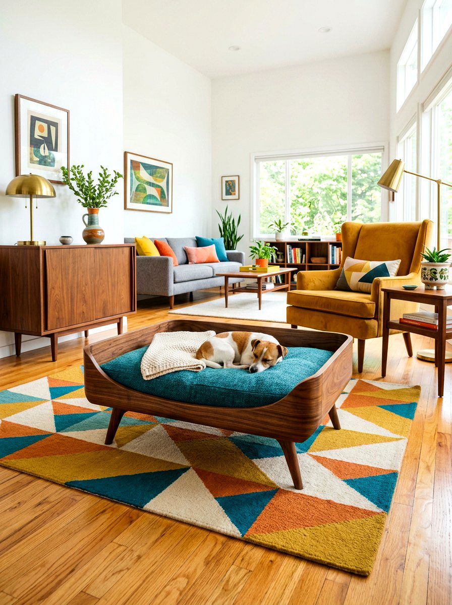 Mid Century Modern Pet Bed - 30 pet basket styling ideas
