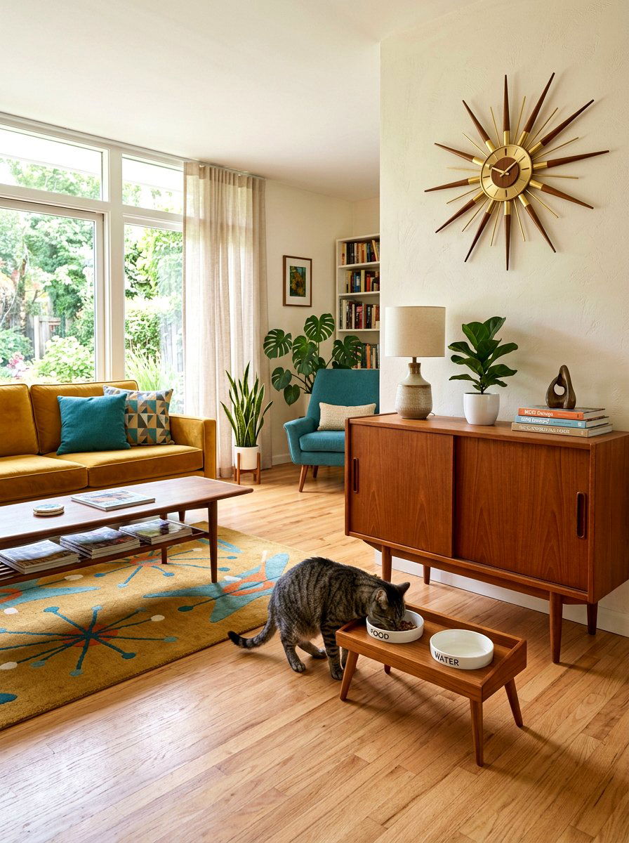Mid Century Modern Pet Feeder - 30 pet feeding station ideas