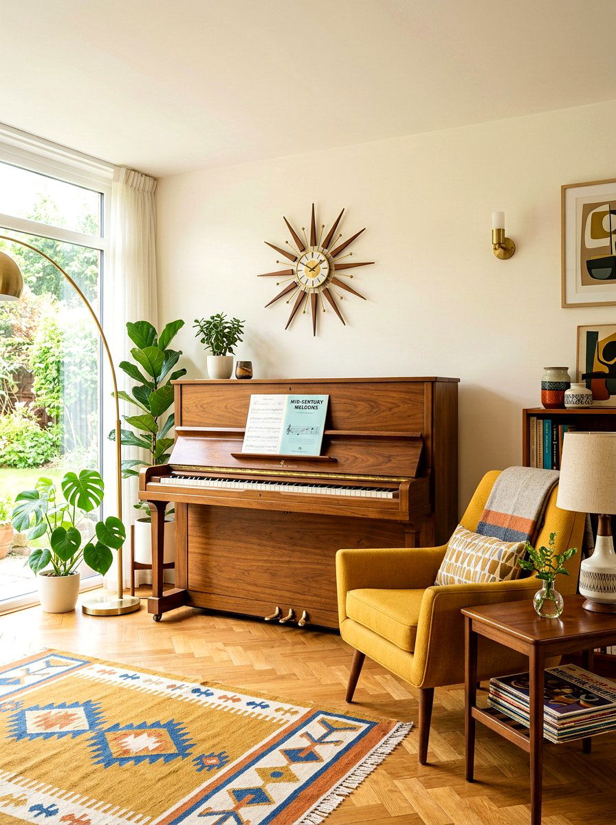 Mid Century Modern Piano - 30 piano room ideas
