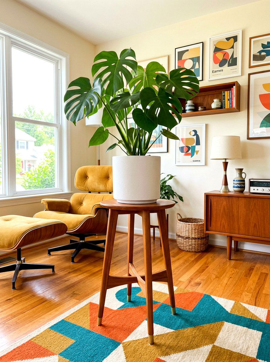 Mid Century Modern Plant Stand - 30 vertical garden shelf ideas