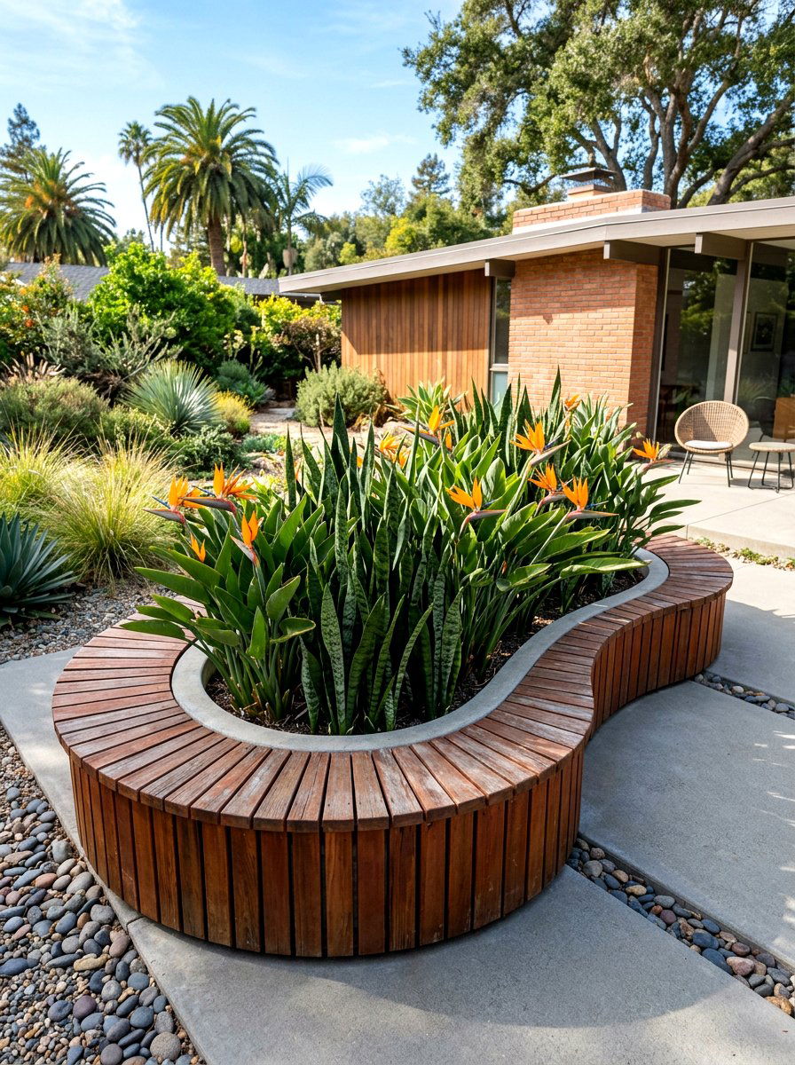 Mid Century Modern Planter - 30 modern flower bed ideas