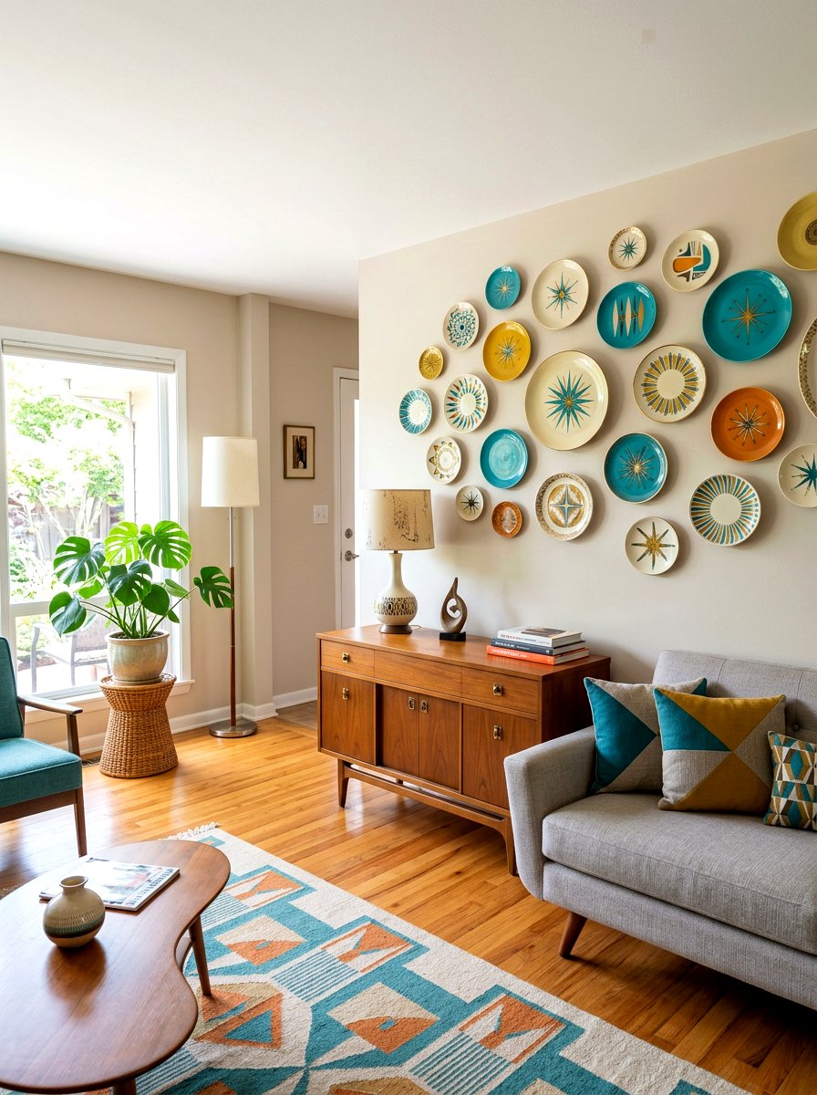 Mid Century Modern Plate Wall - 30 plate wall dining room ideas