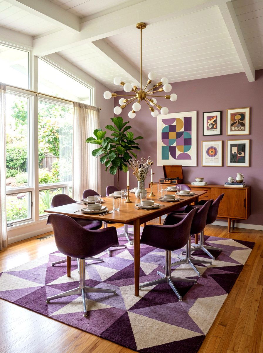 Mid Century Modern Plum Dining Room - 30 plum dining room ideas