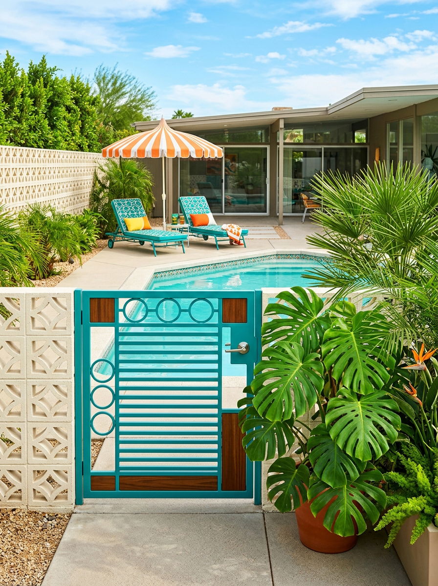 Mid Century Modern Pool Gate - 30 pool gate ideas