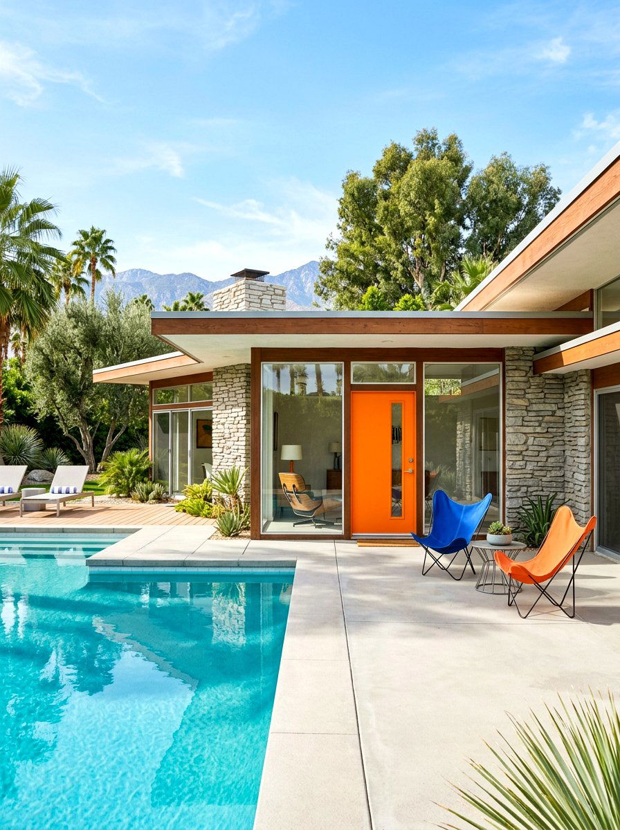 Mid Century Modern Pool House - 30 pool house ideas