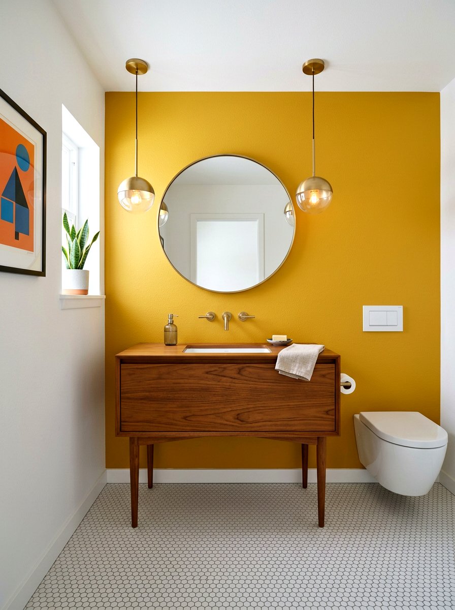 Mid Century Modern Powder Room - 30 vintage powder room ideas