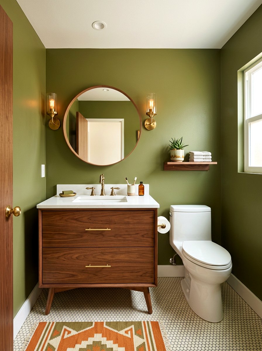 Mid Century Modern Powder Room - 30 boutique hotel powder room ideas