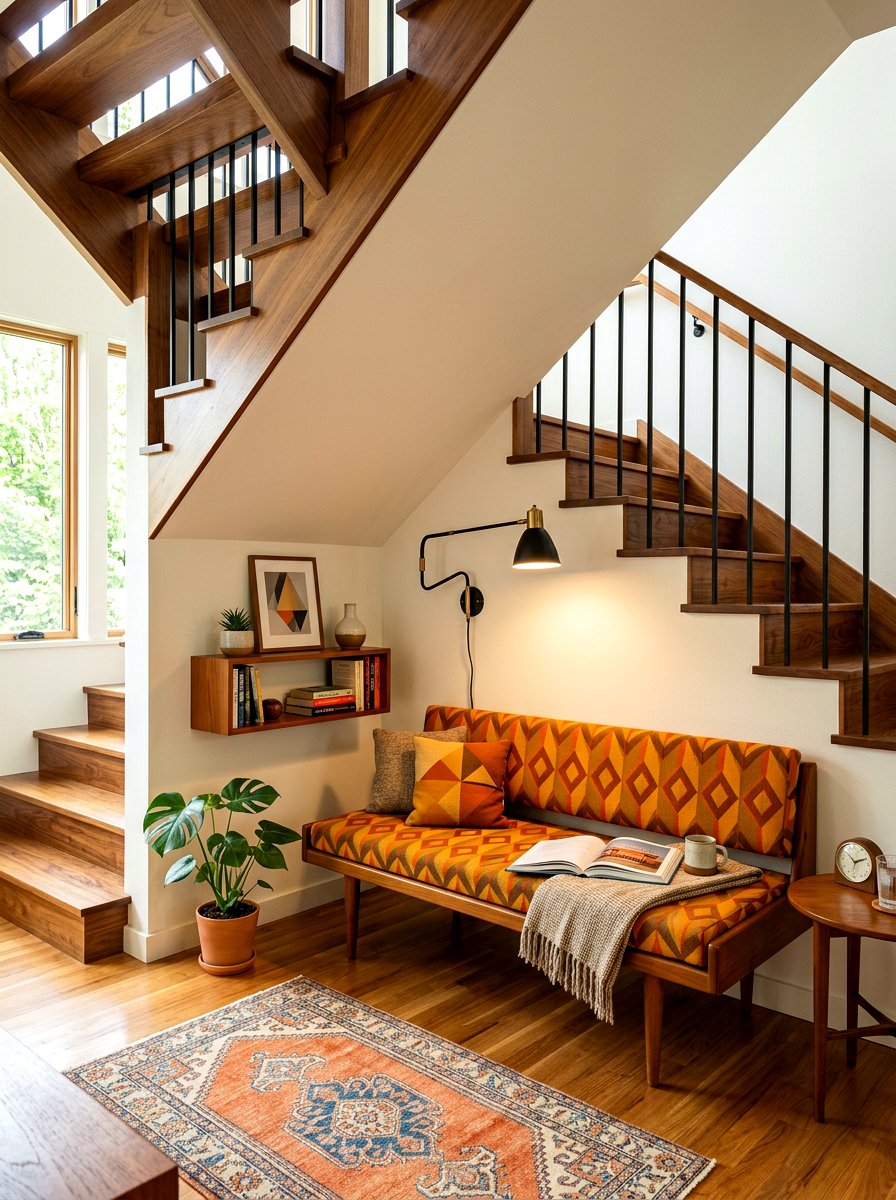 Mid Century Modern Reading Corner - 30 under stairs reading nook ideas