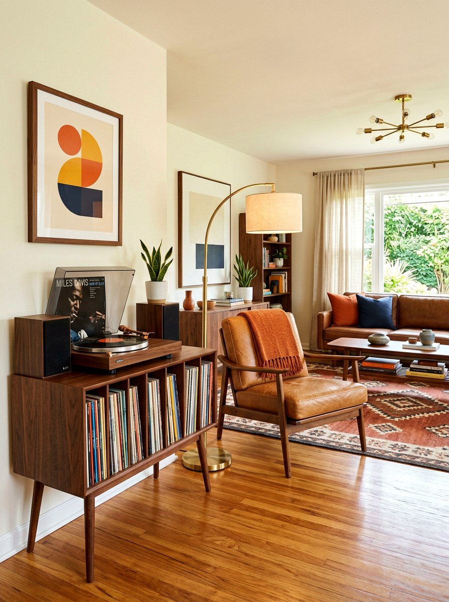 Mid Century Modern Record Player Stand - 30 record player corner ideas