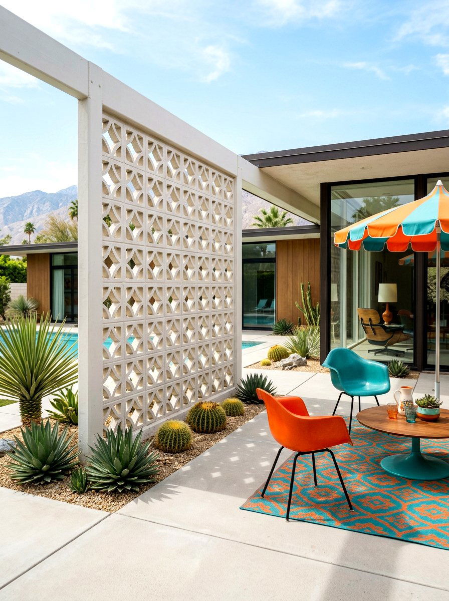 Mid Century Modern Screen - 30 patio corner screen ideas