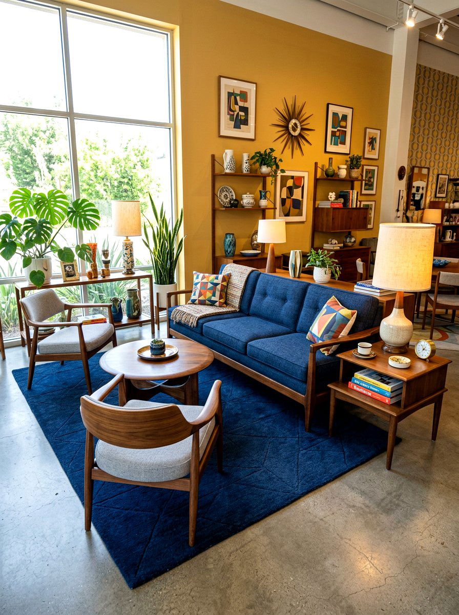 Mid Century Modern Seating - 30 moody hotel lobby living room ideas