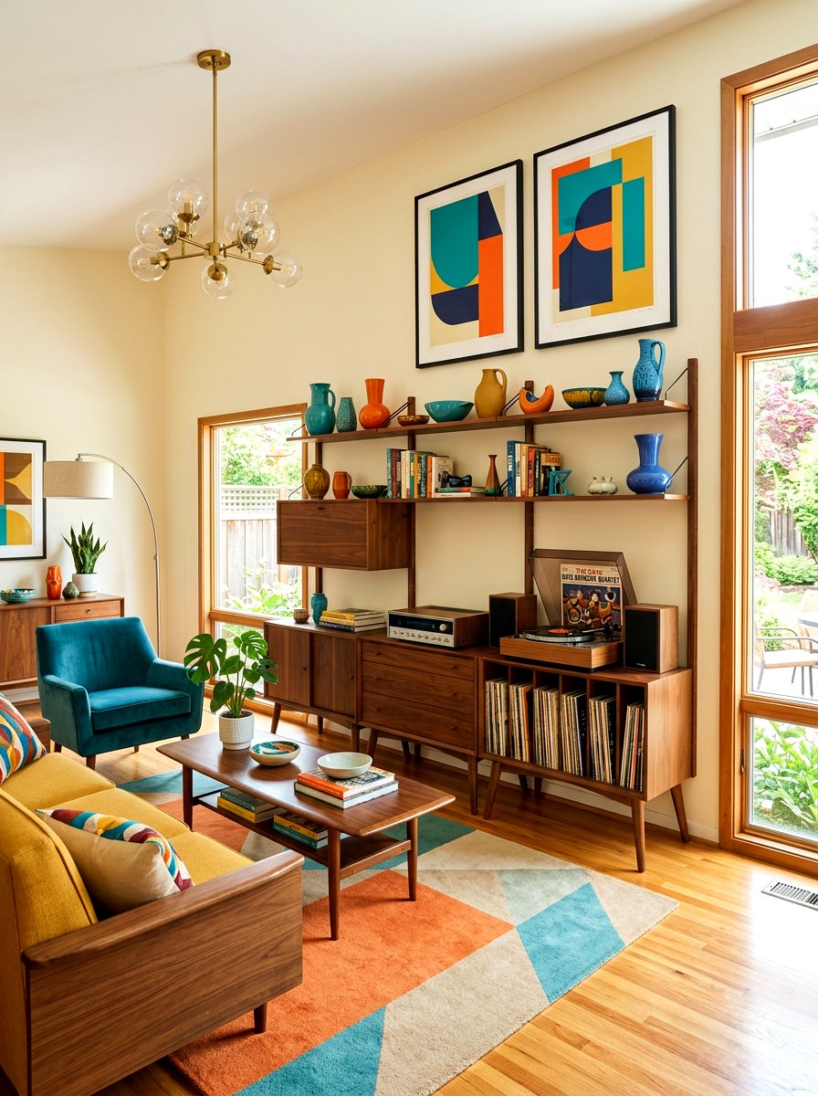 Mid Century Modern Shelving - 30 living room shelf decor ideas