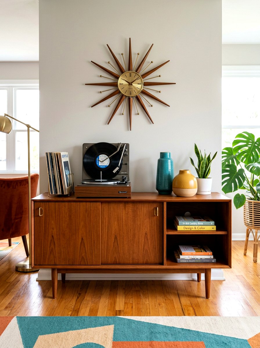 Mid Century Modern Sideboard - 30 shelfie decor ideas