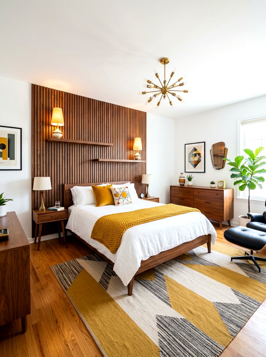 Mid Century Modern Slat Wall - 30 slat wall headboard ideas