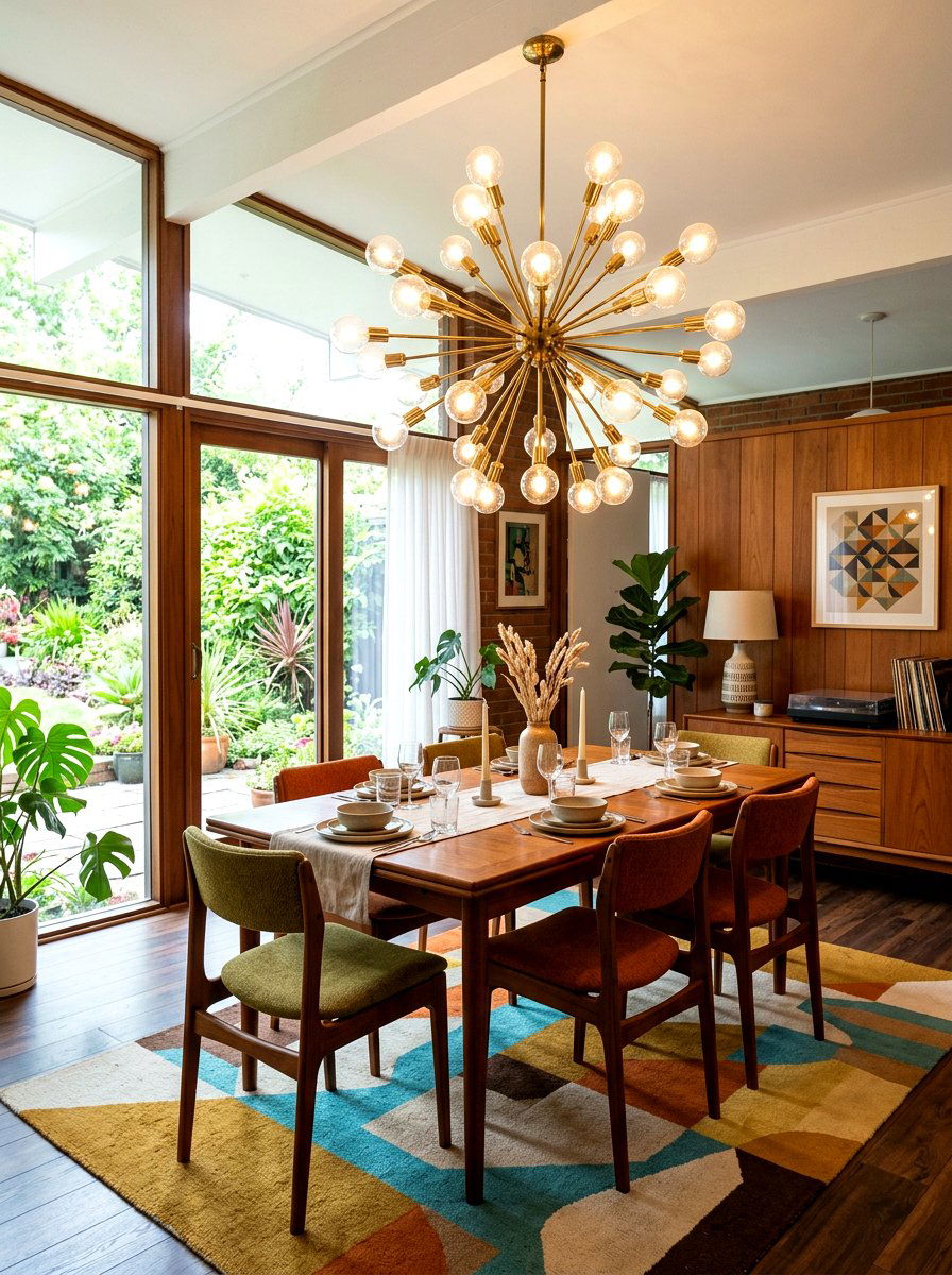 Mid Century Modern Sputnik Dining Room - 30 sculptural lighting dining room ideas