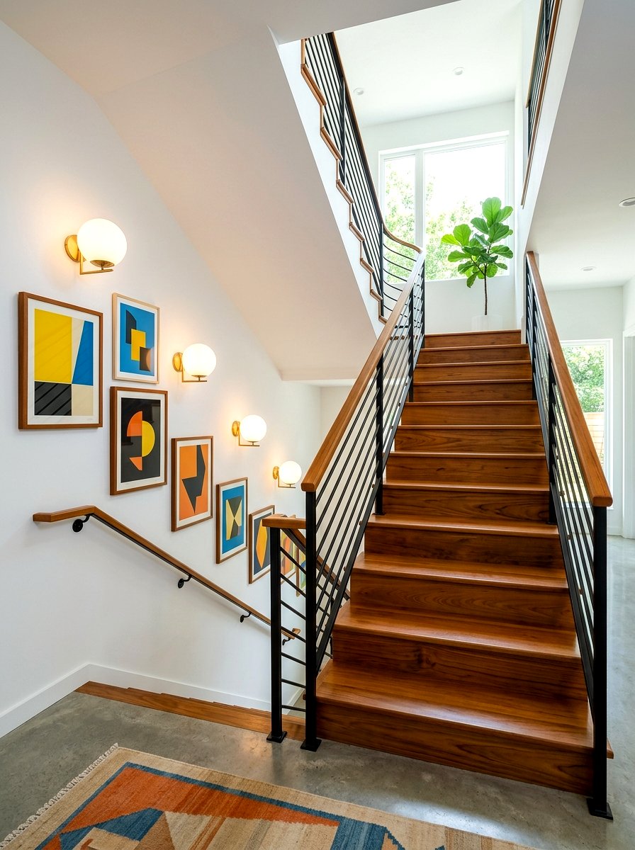 Mid Century Modern Stairwell Sconce - 30 stair lighting ideas
