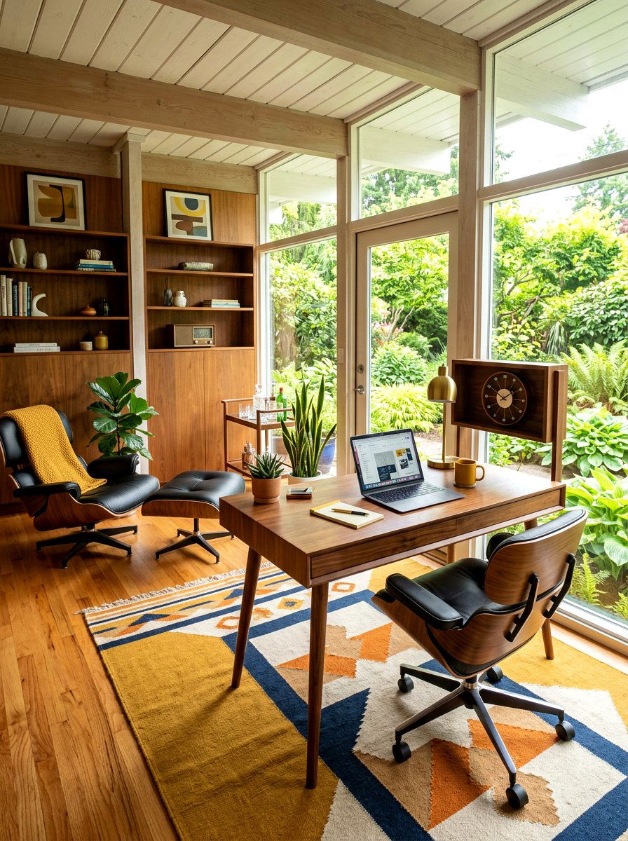 Mid Century Modern Sunroom Office - 30 sunroom office ideas
