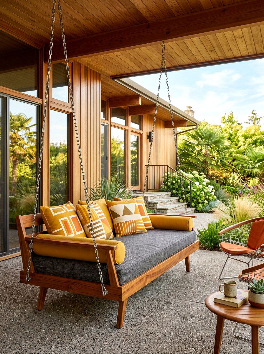 Mid Century Modern Swing Bed - 30 porch daybed swing ideas