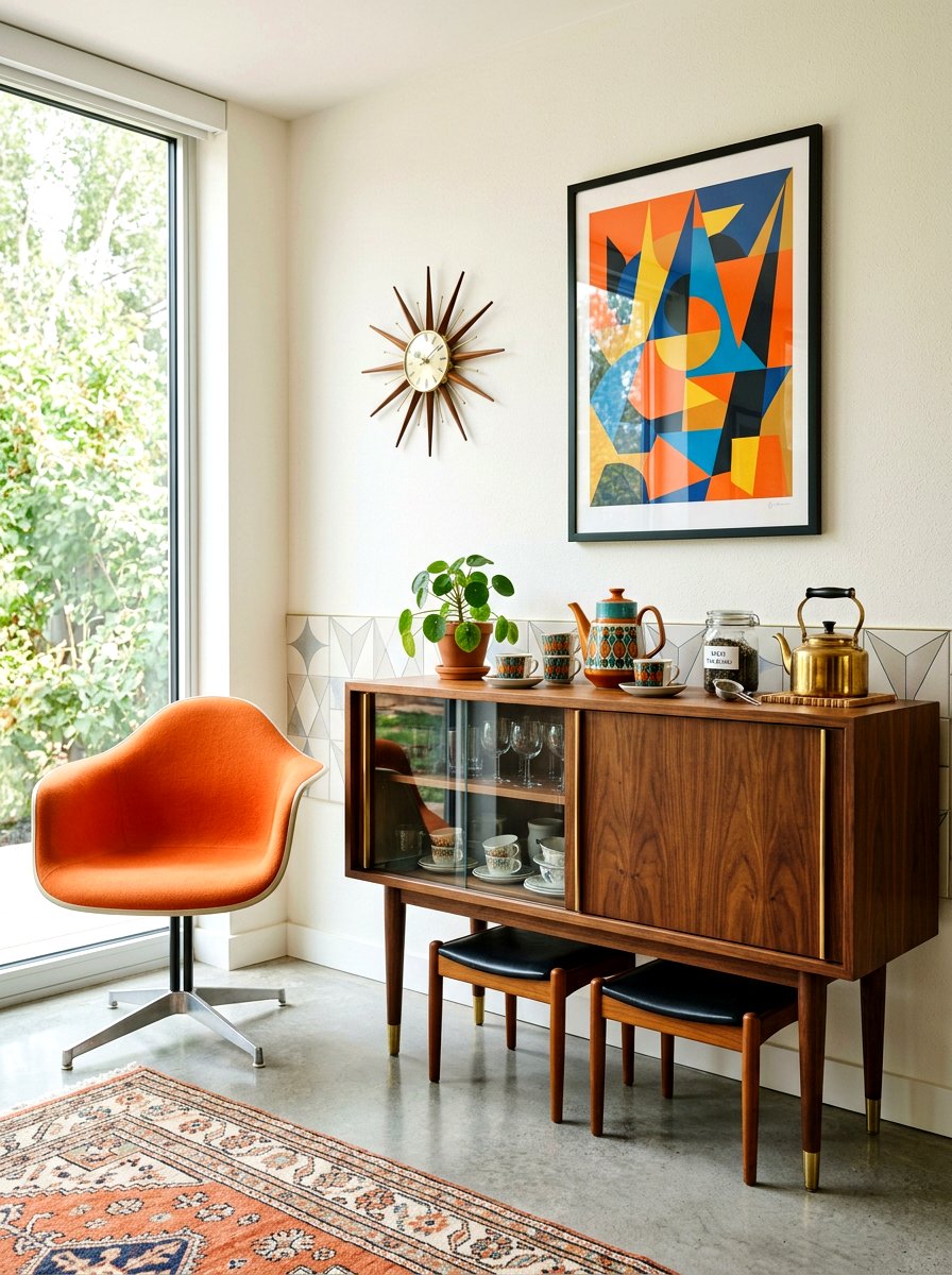 Mid Century Modern Tea Bar - 30 tea nook ideas