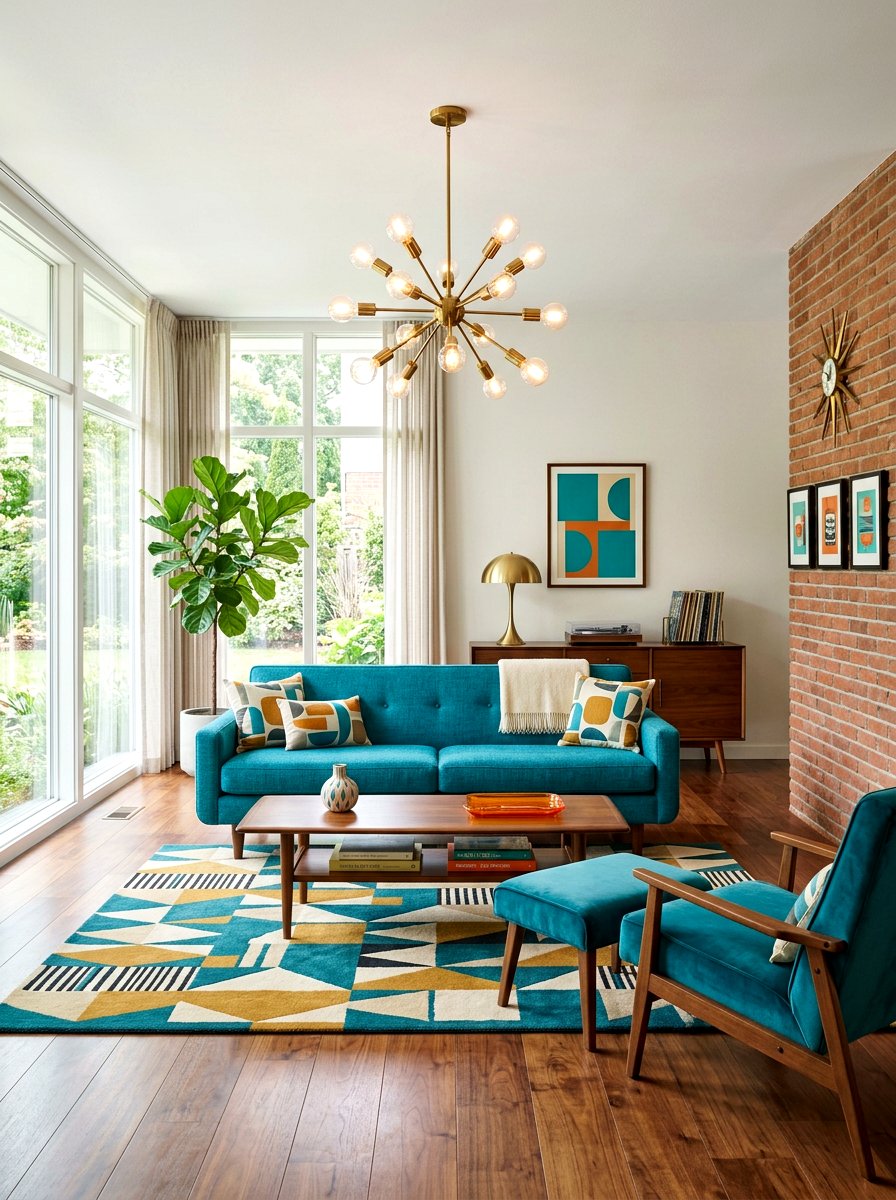 Mid Century Modern Teal Living Room - 30 teal living room ideas