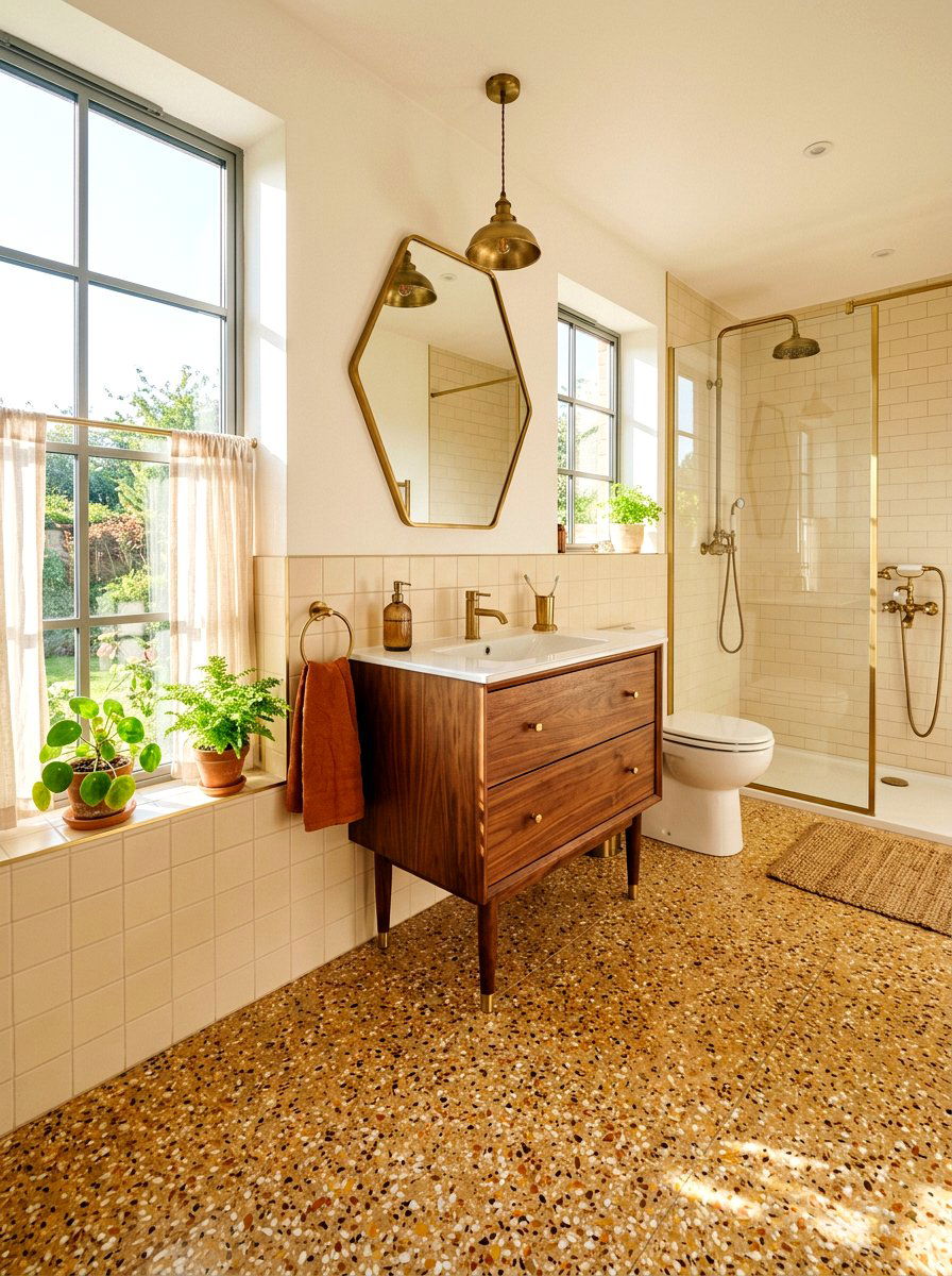 Mid Century Modern Terrazzo Bathroom - 30 terrazzo floor bathroom ideas