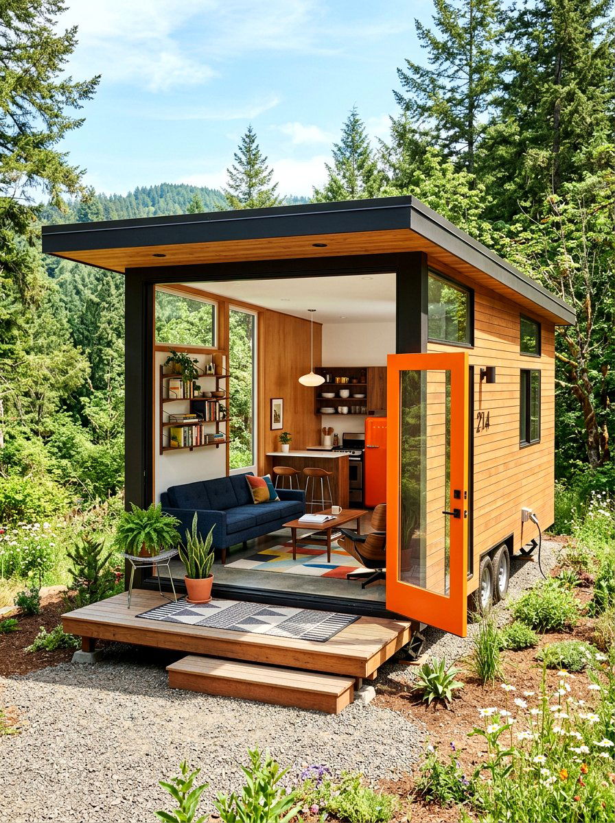 Mid Century Modern Tiny Home - 30 tiny cottage exterior ideas