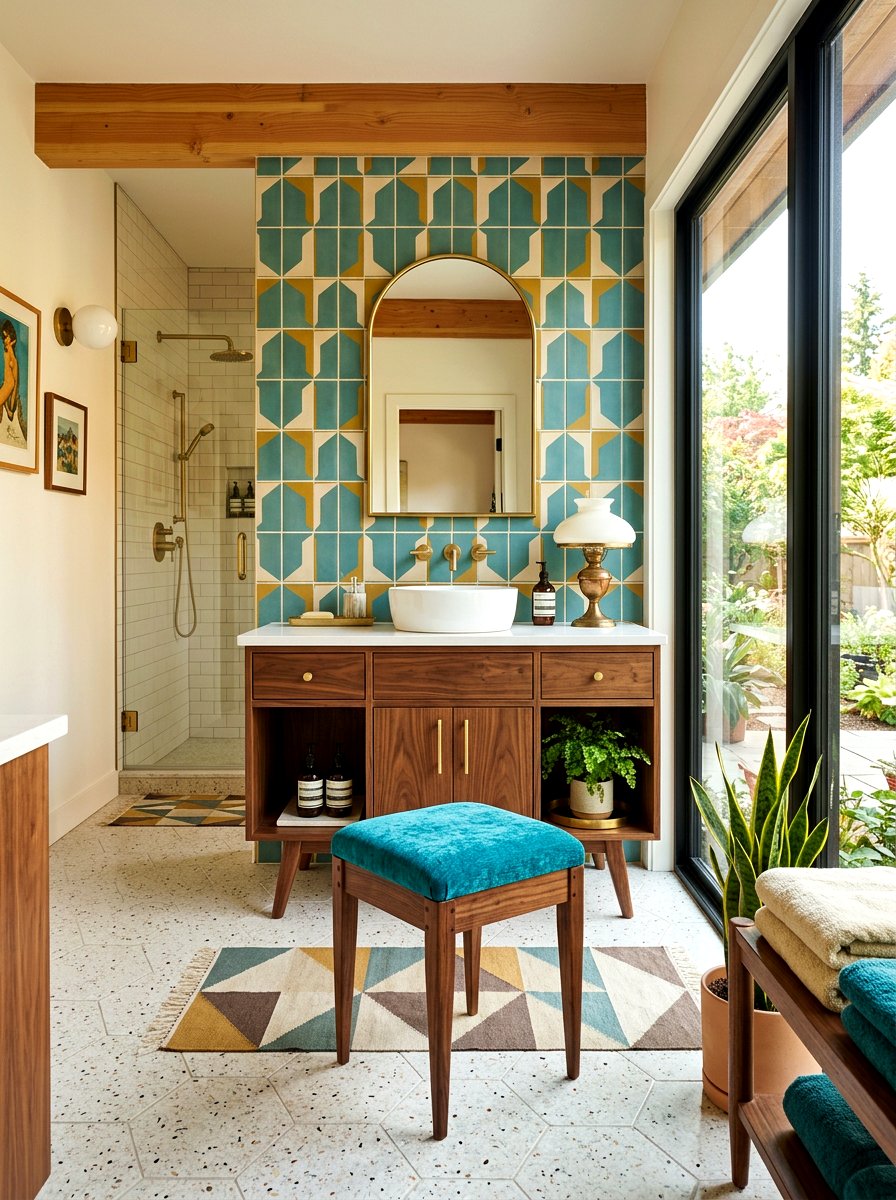 Mid Century Modern Vanity Stool - 30 vanity stool bathroom ideas