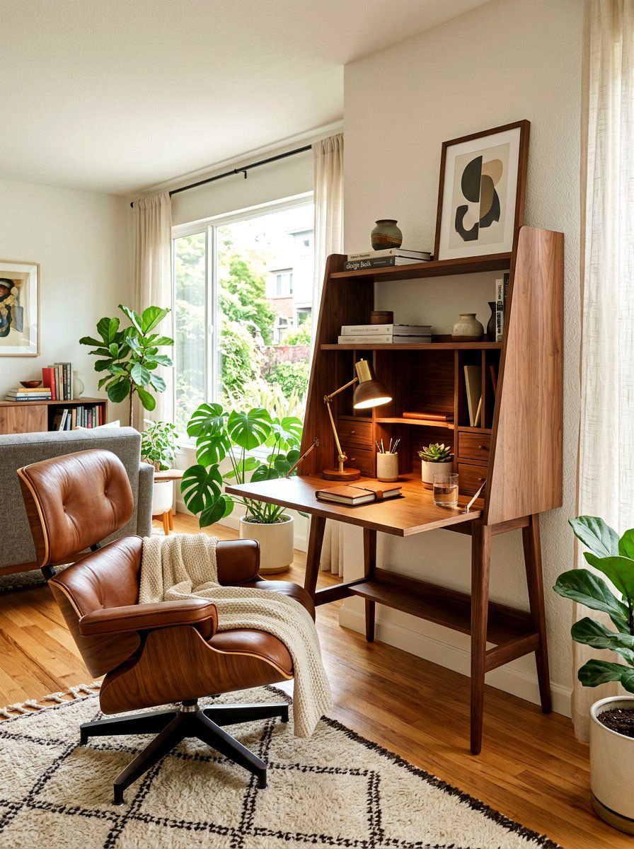 Mid Century Modern Wall Desk - 30 fold down desk apartment ideas