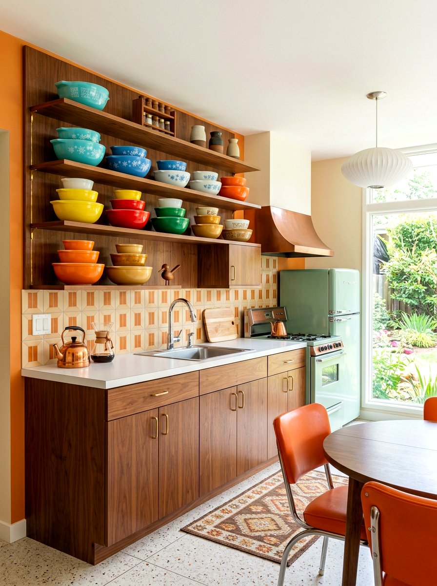 Mid Century Modern Wall Shelves - 30 vintage kitchen shelf ideas