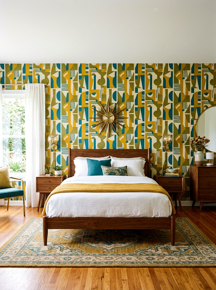 Mid Century Modern Wallpaper - 30 bedroom wallpaper accent ideas