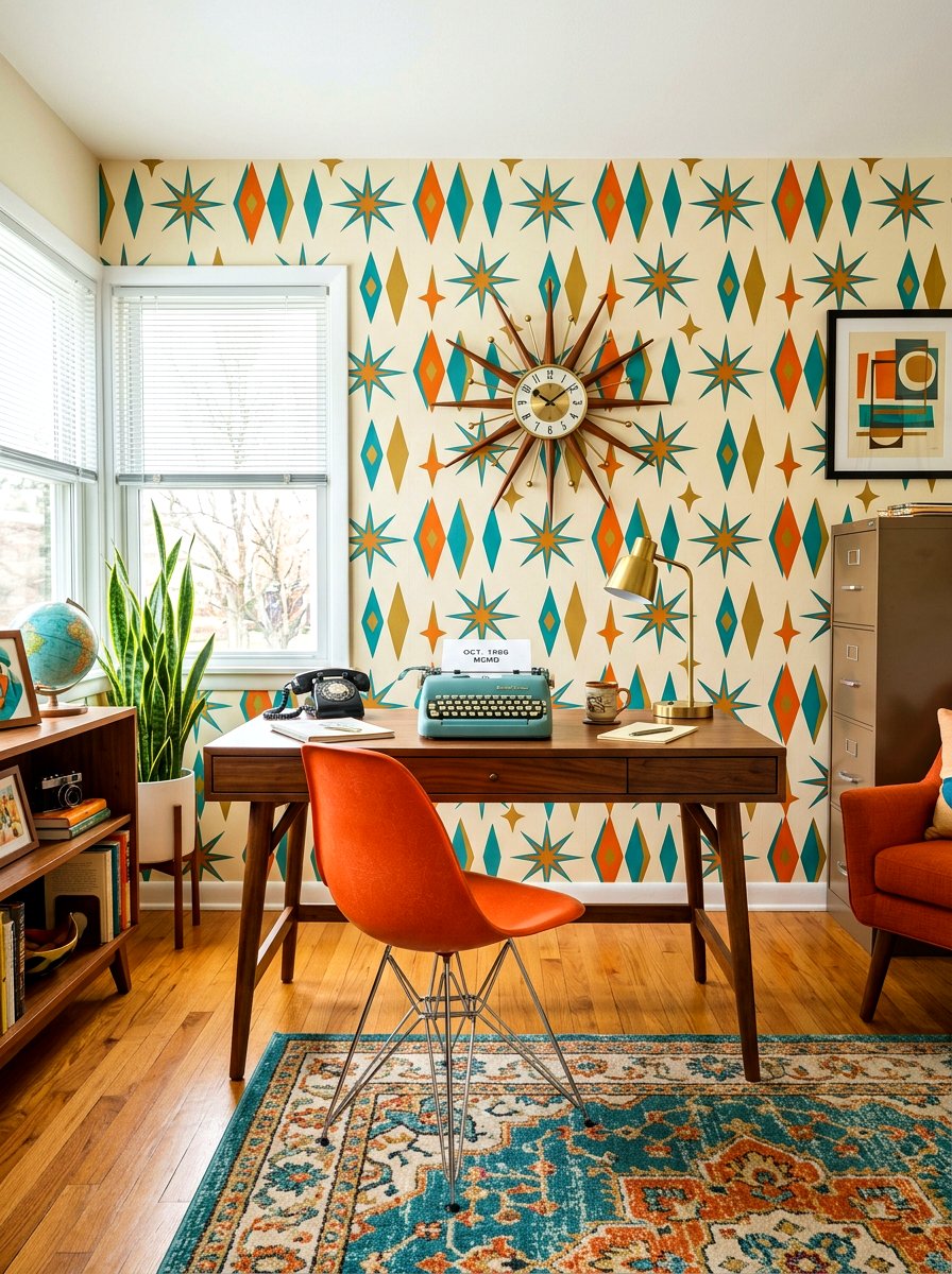 Mid Century Modern Wallpaper - 30 office wallpaper ideas