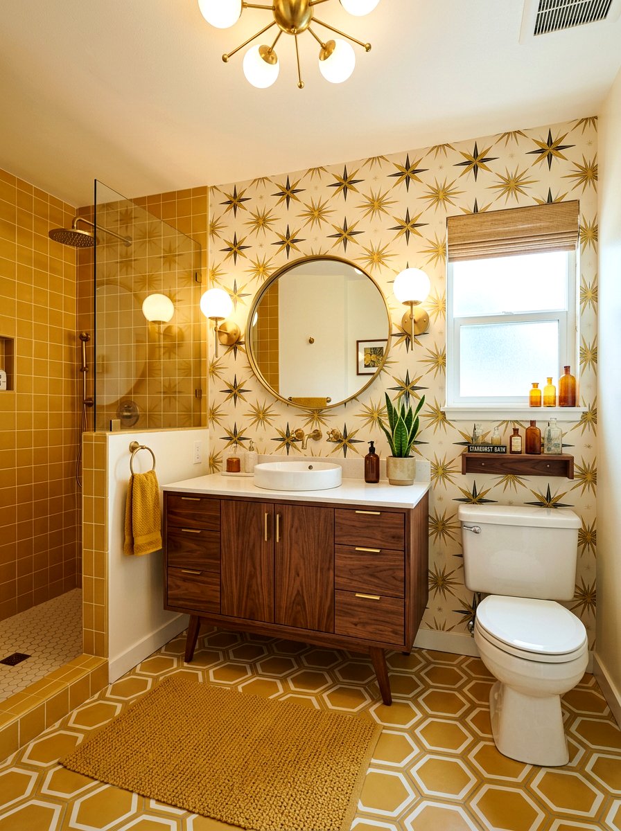 Mid Century Modern Wallpaper - 30 bathroom wallpaper ideas