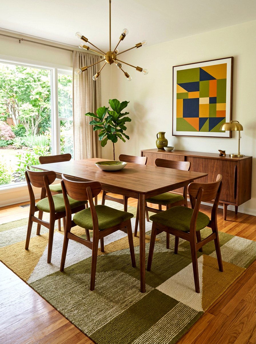Mid Century Modern Walnut Dining Set - 30 brown dining room decor ideas